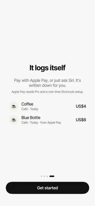Entries written down for you: Blue Bottle from Apple Pay, US$6, and Coffee, US$4